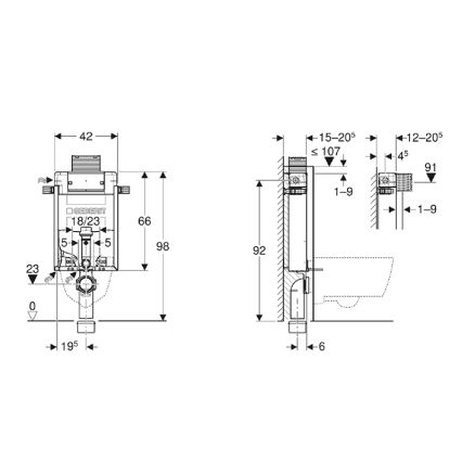 Geberit 110.010.00.1 - Podomítkový modul pro závěsné WC Kombifix 98 cm