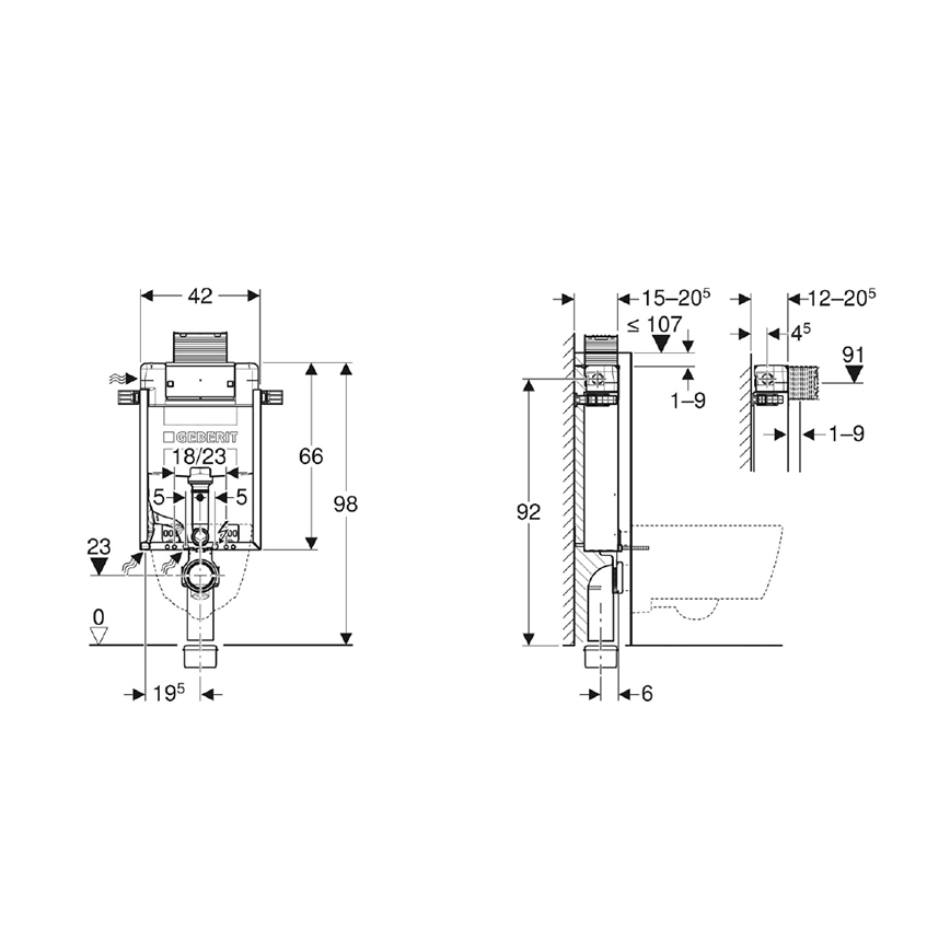Geberit 110.010.00.1 - Podomítkový modul pro závěsné WC Kombifix 98 cm