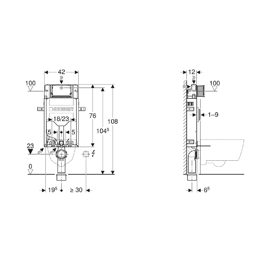 Geberit 110.302.00.5 - Podomítkový modul pro závěsné WC Kombifix 108 cm