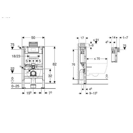 Geberit 111.003.00.2 - Podomítkový modul pro závěsné WC Duofix 82 cm