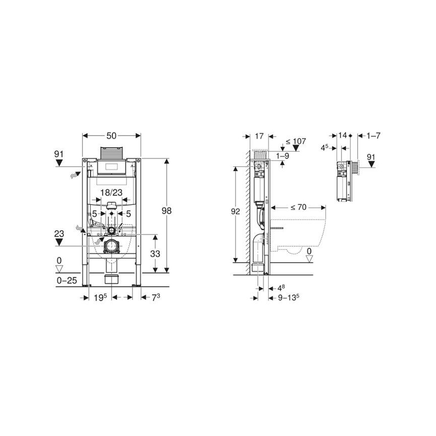 Geberit 111.030.00.2 - Podomítkový modul pro závěsné WC Duofix 98 cm