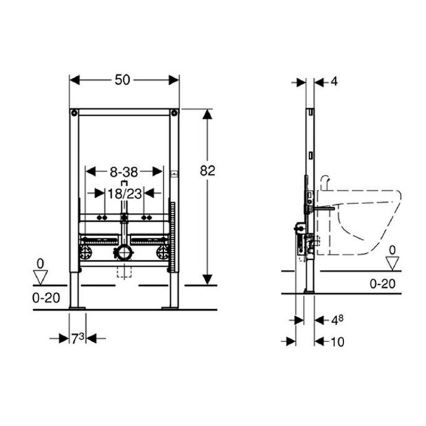 Geberit 111.515.00.1 - Podomítkový modul pro bidet Duofix 82 cm