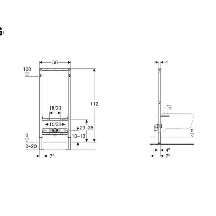 Geberit 111.534.00.2 - Podomítkový modul pro bidet Duofix 112 cm