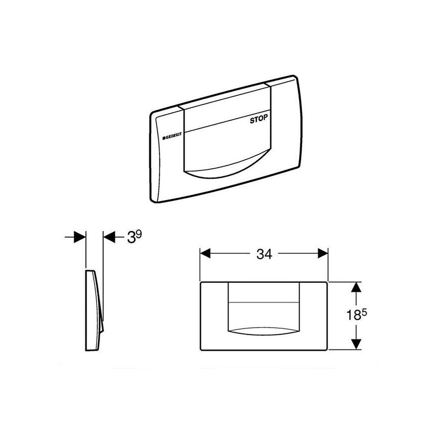 Geberit 115.222.11.1 - Splachovací tlačítko 200F 34x18,5 alpská bílá
