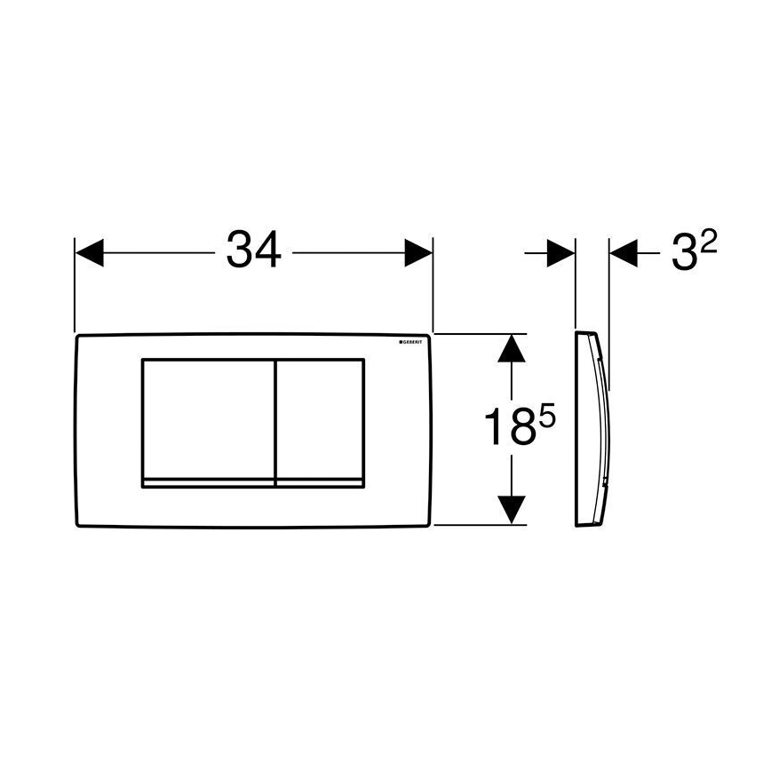 Geberit 115.899.KH.1 - Splachovací tlačítko Twinline30 34x18,5 cm lesklý chrom/matný chrom