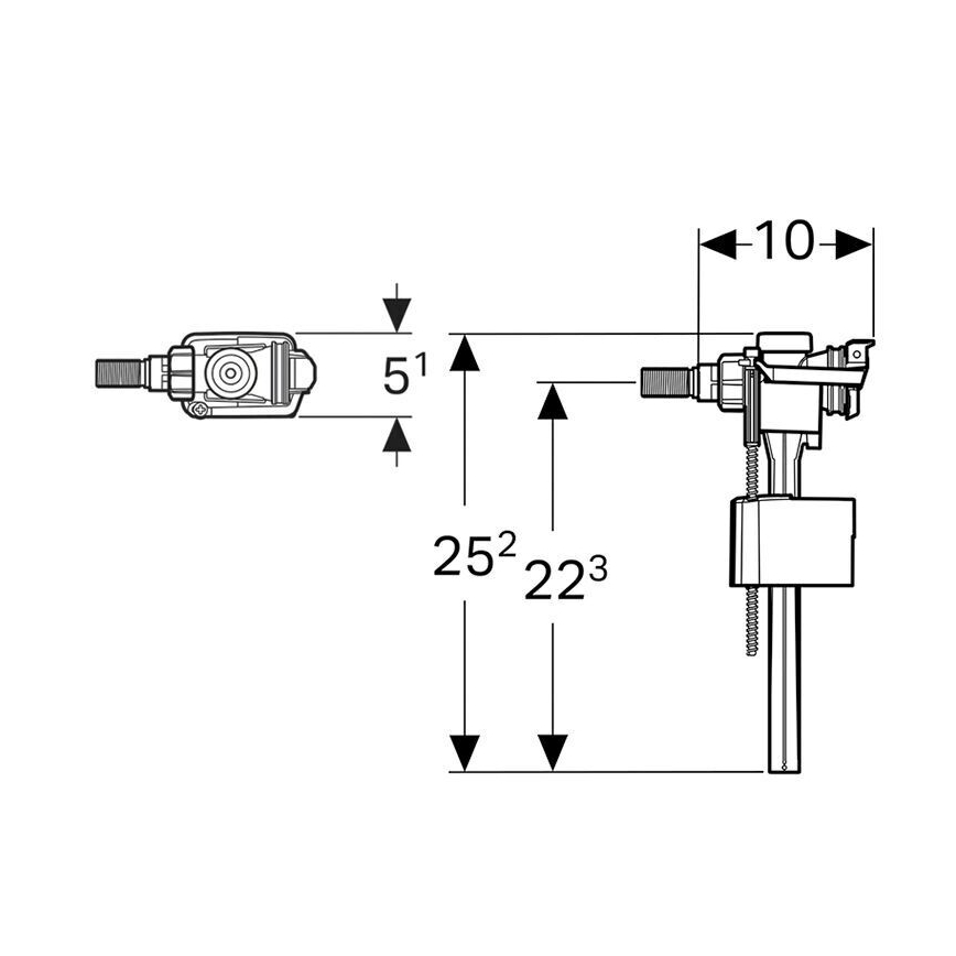 Geberit 136.702.00.3 - Napouštěcí ventil pro splachovací nádržky na omítku Typ 333
