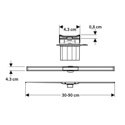 Geberit 154.453.KS.1 - Odtokový žlab CleanLine 90x4,3 cm nerez