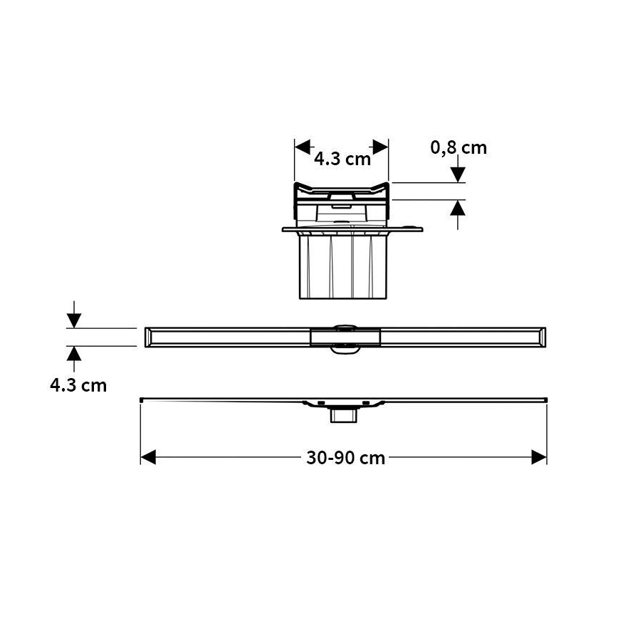Geberit 154.453.KS.1 - Odtokový žlab CleanLine 90x4,3 cm nerez