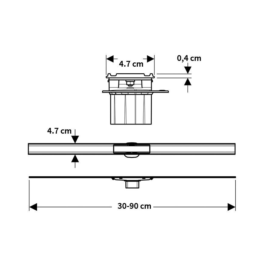 Geberit 154.458.00.1 - Odtokový žlab CleanLine 90x4,7 cm nerez