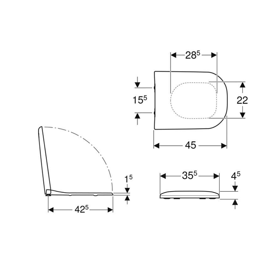 Geberit 500.235.01.1 - Záchodové prkénko Smyle duroplast/bílá