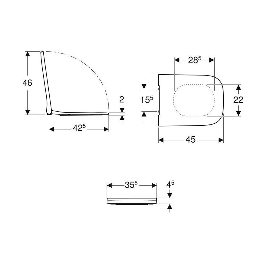 Geberit 500.237.01.1 - Záchodové prkénko SoftClose Smyle Square duroplast/bílá