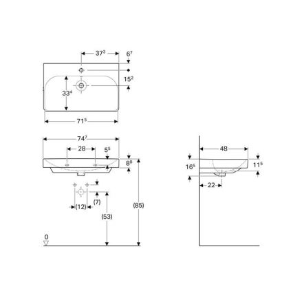 Geberit 500.249.01.1 - Závěsné umyvadlo Smyle Square 75x48 cm keramika/bílá
