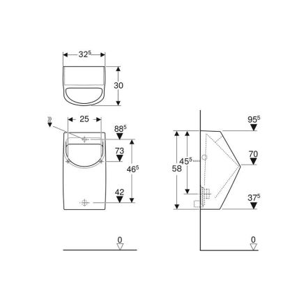Geberit 500.254.01.1 - Pisoár Smyle zadní přívod, zadní odpad keramika/bílá