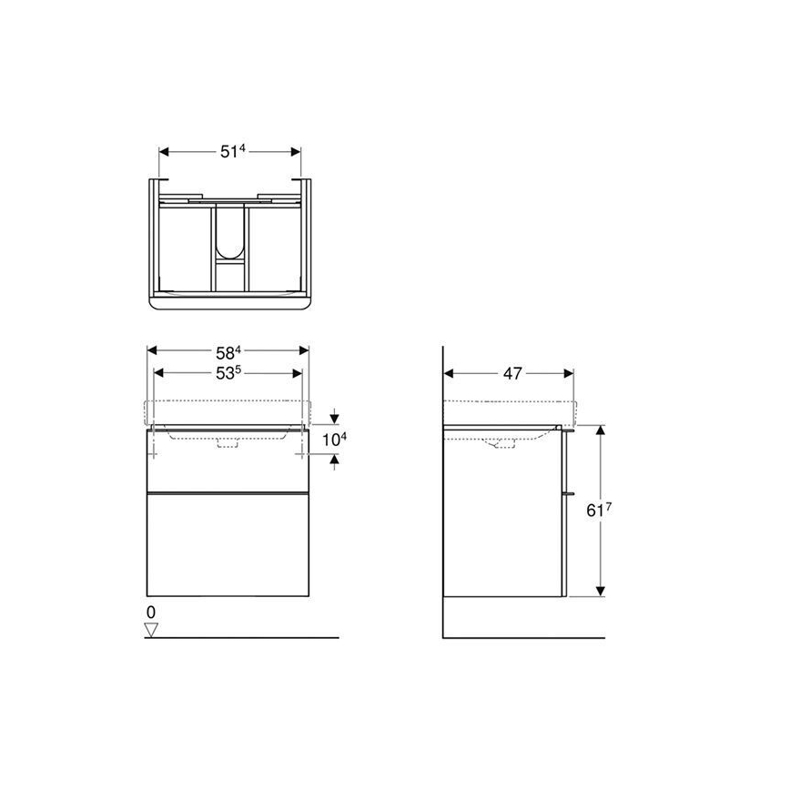 Geberit 500.352.00.1 - Koupelnová skříňka pod umyvadlo Smyle Square 59x62x47 cm bílá