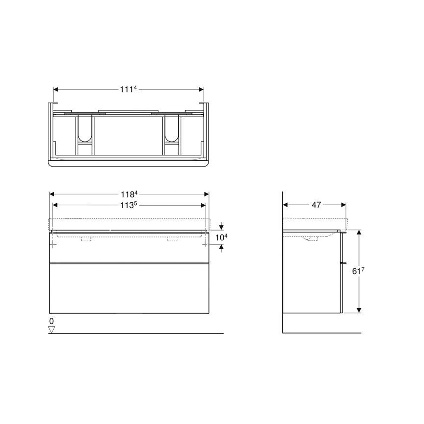 Geberit 500.356.00.1 - Koupelnová skříňka pod dvojumyvadlo Smyle Square 61,7x118,4 cm bílá