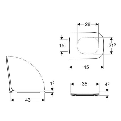 Geberit 500.688.01.1 - Záchodové prkénko SoftClose Smyle Square duroplast/bílá