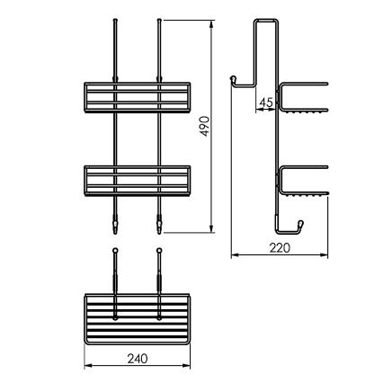 Gedy - Nástěnná police do sprchy CHROM LINE 49x24 cm matná černá