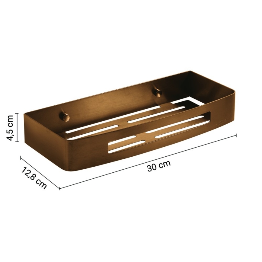 Gedy - Nástěnná police do sprchy SMART 30x12,8 cm bronzová