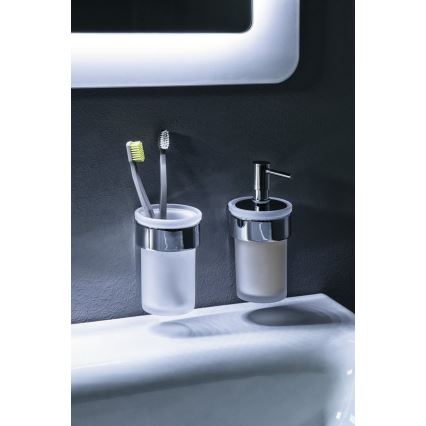 Gedy - Nástěnný dávkovač mýdla PIRENEI 110 ml mléčné sklo/lesklý chrom
