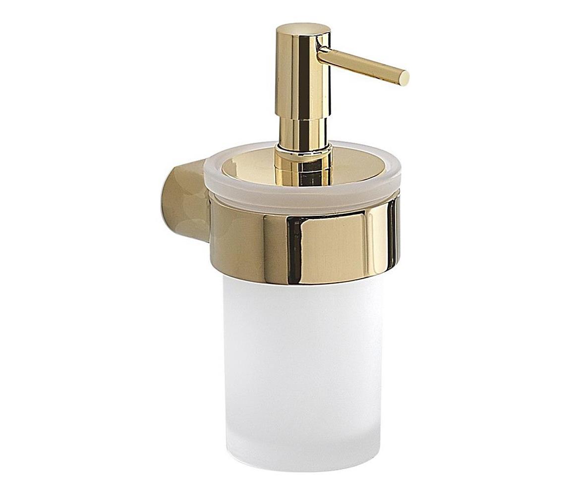 Gedy - Nástěnný dávkovač mýdla PIRENEI 110 ml mléčné sklo/zlatá PI8187 Zlatá,Bílá