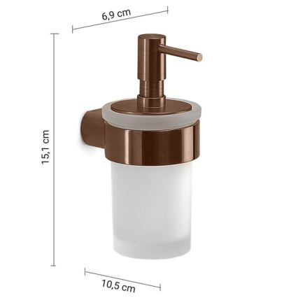 Gedy - Nástěnný dávkovač mýdla PIRENEI 140 ml mléčné sklo/bronzová