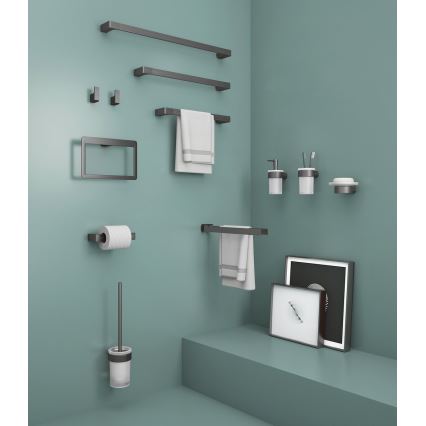 Gedy - Nástěnný věšák na ručníky PIRENEI 35,9 cm metalicky šedá