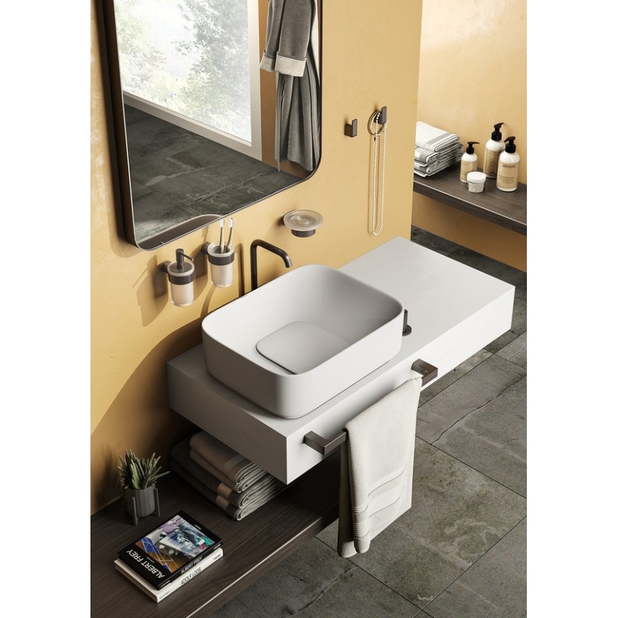 Gedy - Nástěnný věšák na ručníky PIRENEI 6,6x60 cm metalicky šedá