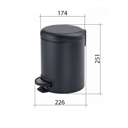 Gedy - Odpadkový koš POTTY 3 l Soft Close matná černá