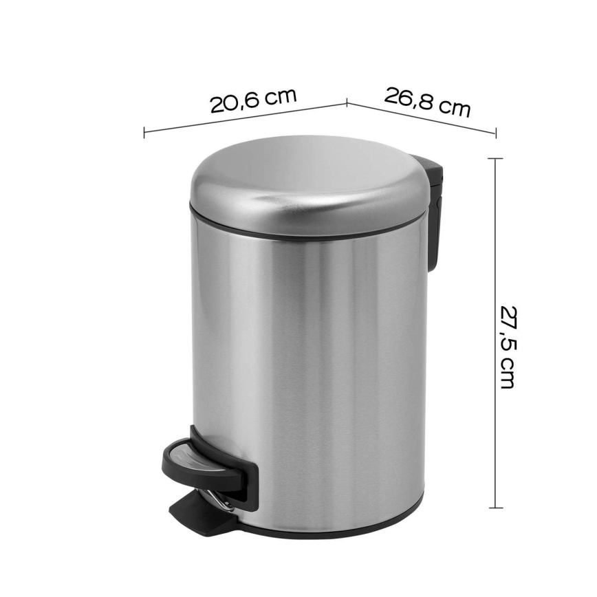 Gedy - Odpadkový koš POTTY 5 l Soft Close kartáčovaná nerez