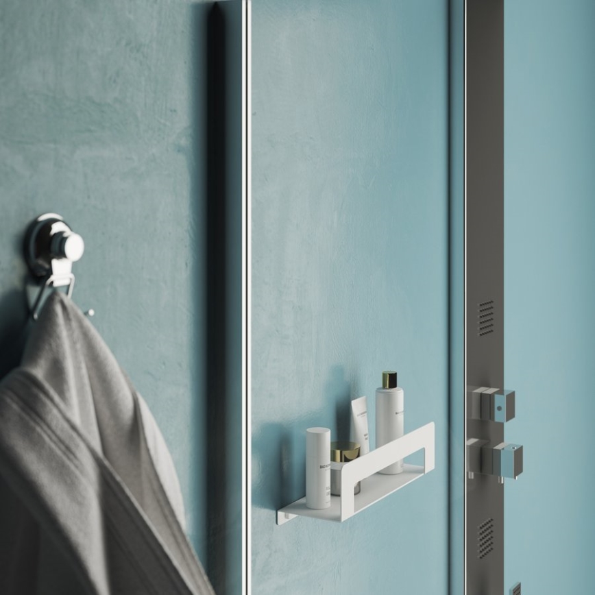 Gedy - Polička s věšákem na ručníky CLEO 30 cm matná bílá