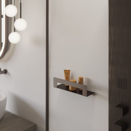 Gedy - Polička s věšákem na ručníky CLEO 30 cm metalicky šedá