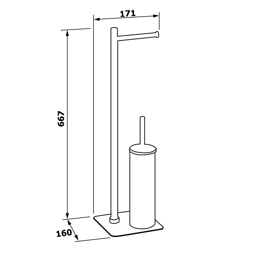 Gedy - Stojací WC štětka s držákem toaletního papíru FLORI lesklý chrom