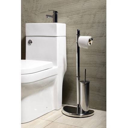 Gedy - Stojan na toaletní papír a WC štětku HIBISCUS lesklý chrom
