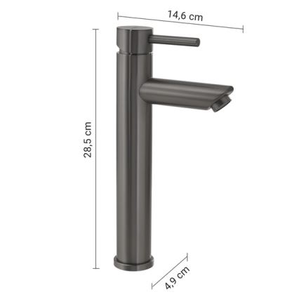 Gedy - Umyvadlová baterie ALTO 28,5 cm metalicky šedá