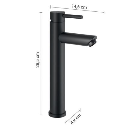 Gedy - Umyvadlová baterie ALTO HIGH 28,5 cm matná černá