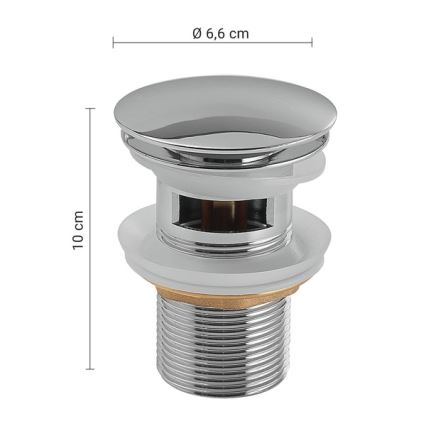 Gedy - Umyvadlová výpusť CLICK-CLACK pr. 6,6 cm lesklý chrom