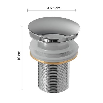 Gedy - Umyvadlová výpusť CLICK-CLACK pr. 6,6 cm lesklý chrom