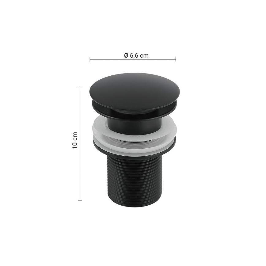 Gedy - Umyvadlová výpusť CLICK-CLACK pr. 6,6 cm matná černá