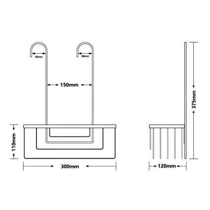 Gedy - Závěsná police do sprchy SMART 37,5x30 cm matná černá