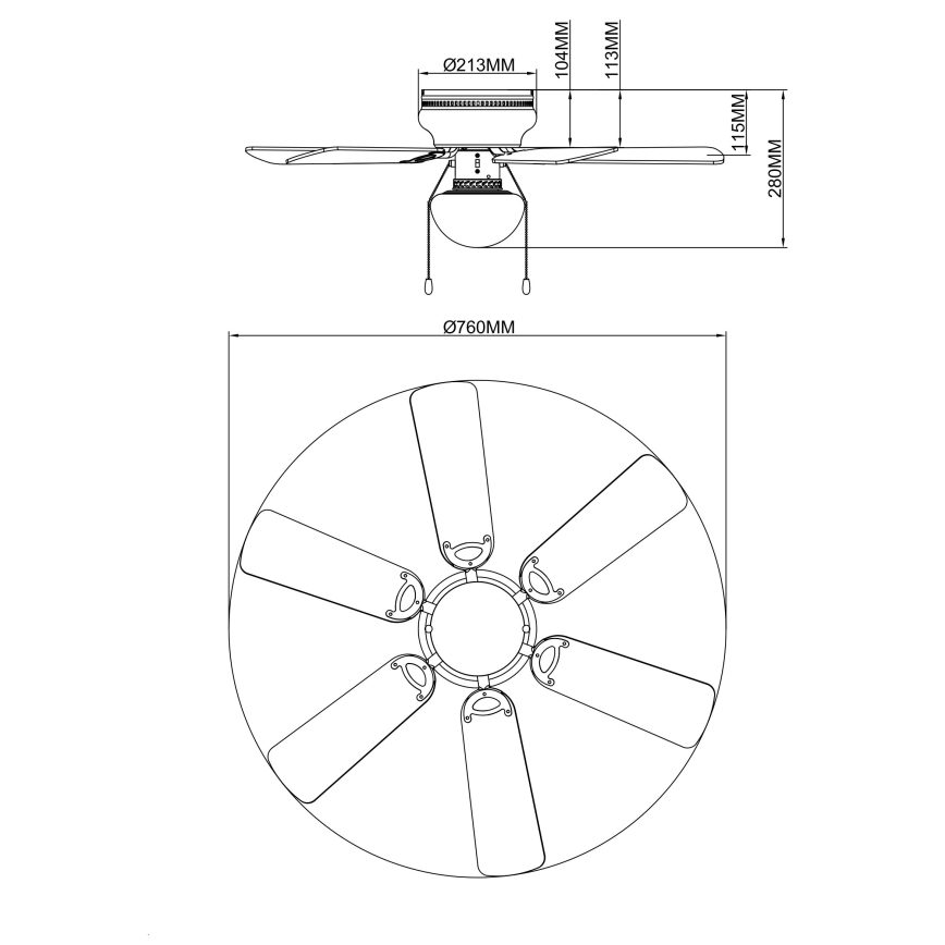 Globo - Stropní ventilátor 1xE27/60W/230V