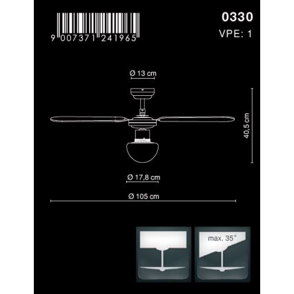 Globo - Stropní ventilátor 1xE27/60W/230V