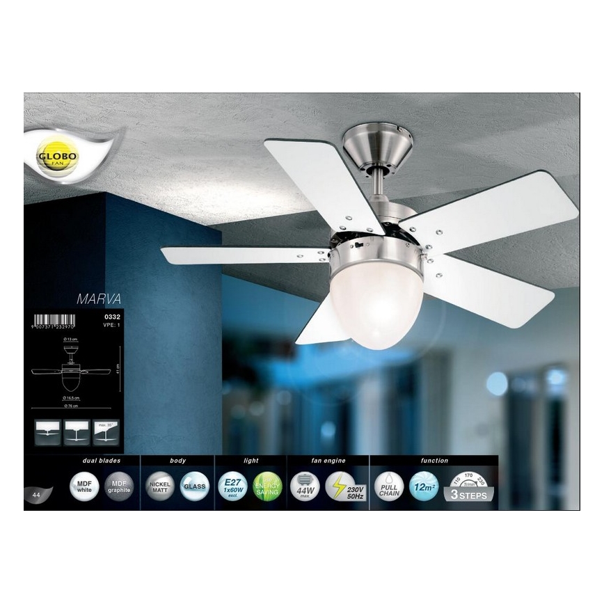 Globo - Stropní ventilátor 1xE27/60W/230V