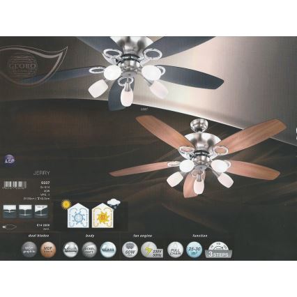 Globo - Stropní ventilátor 5xE14/40W/230V