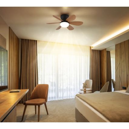 Globo - LED Stmívatelný stropní ventilátor LED/5W/230V 2700-6500K hnědá + dálkové ovládání
