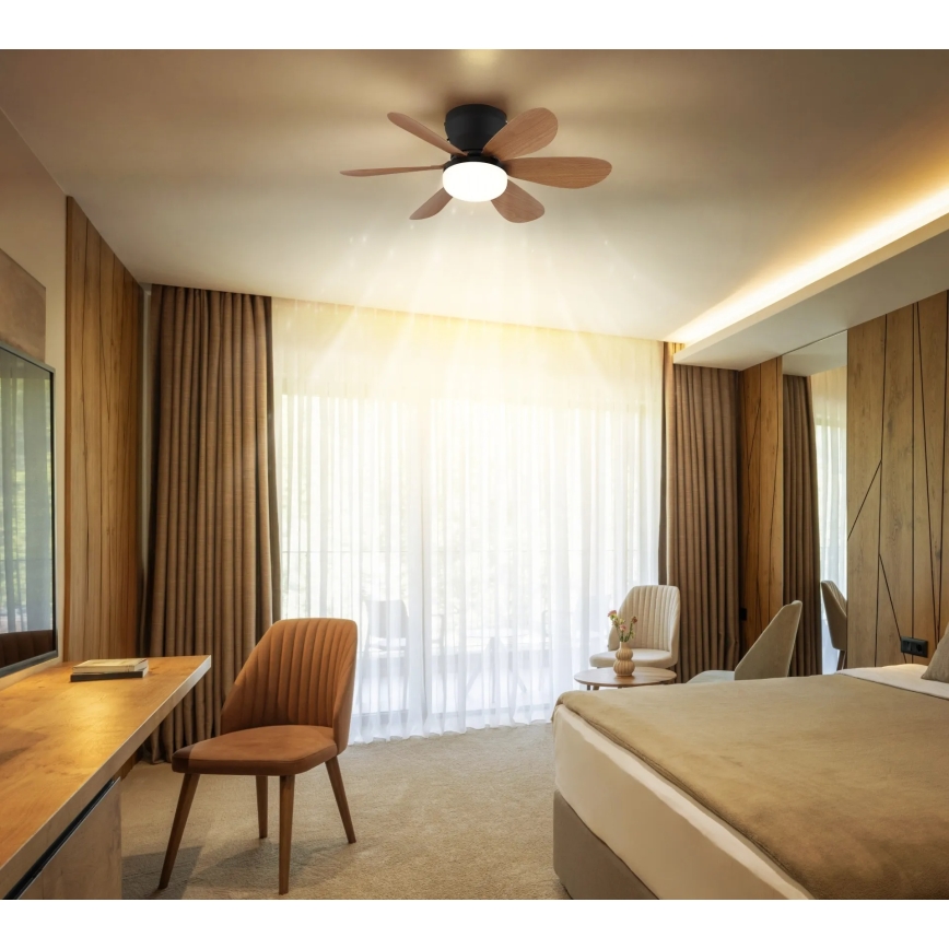 Globo - LED Stmívatelný stropní ventilátor LED/5W/230V 2700-6500K hnědá + dálkové ovládání