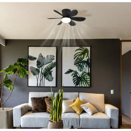 Globo - LED Stmívatelný stropní ventilátor LED/5W/230V 2700-6500K černá + dálkové ovládání