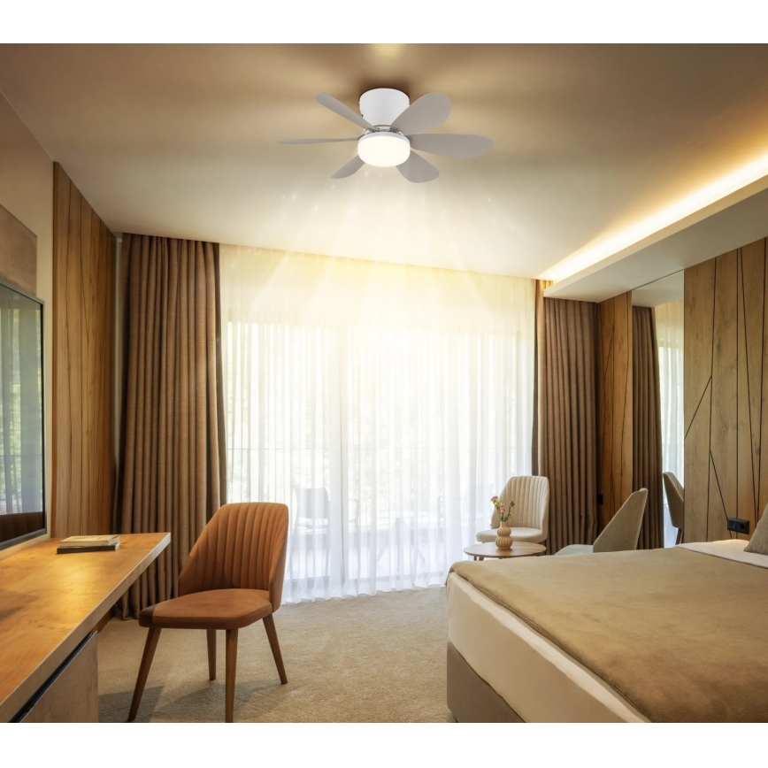 Globo - LED Stmívatelný stropní ventilátor LED/5W/230V 2700-6500K béžová + dálkové ovládání