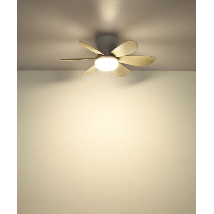 Globo - LED Stmívatelný stropní ventilátor LED/5W/230V 2700-6500K béžová + dálkové ovládání