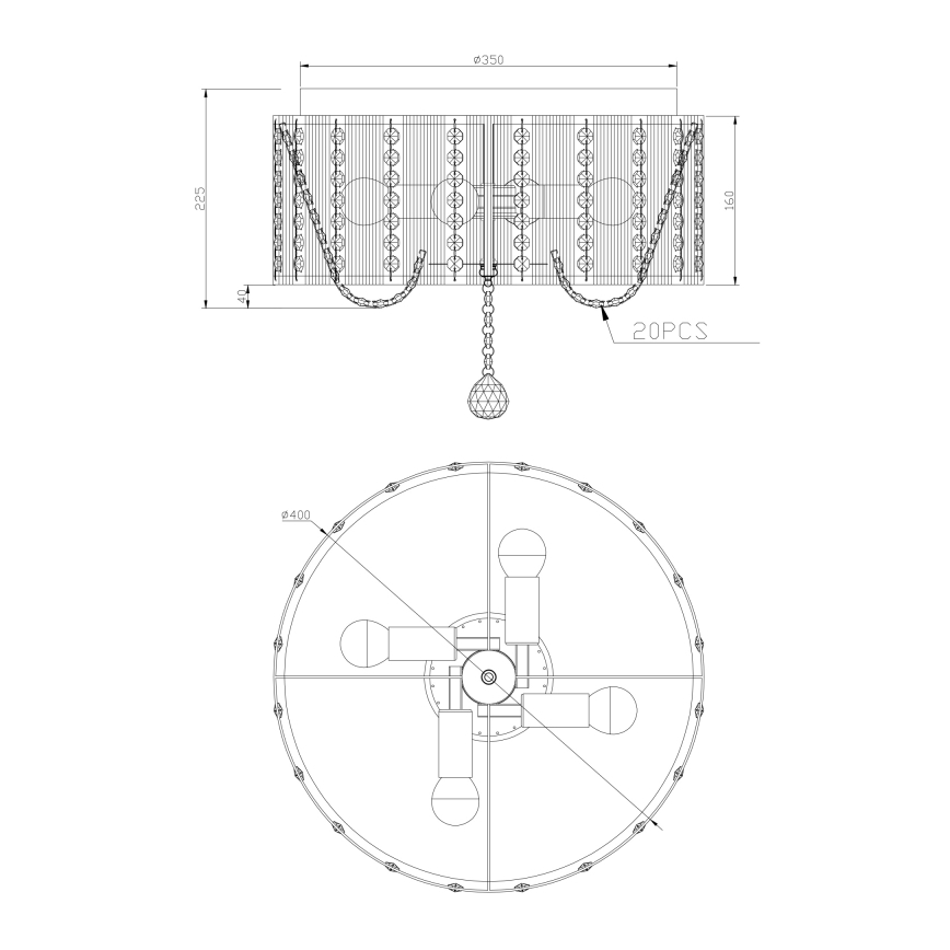 Globo - Křišťálové stropní svítidlo 4xE14/40W/230V
