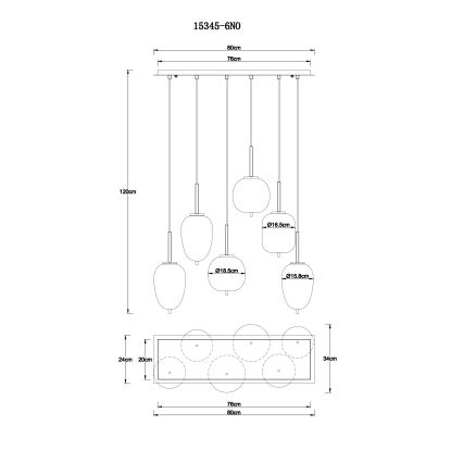 Globo - Lustr na lanku 6xE14/40W/230V lesklý chrom
